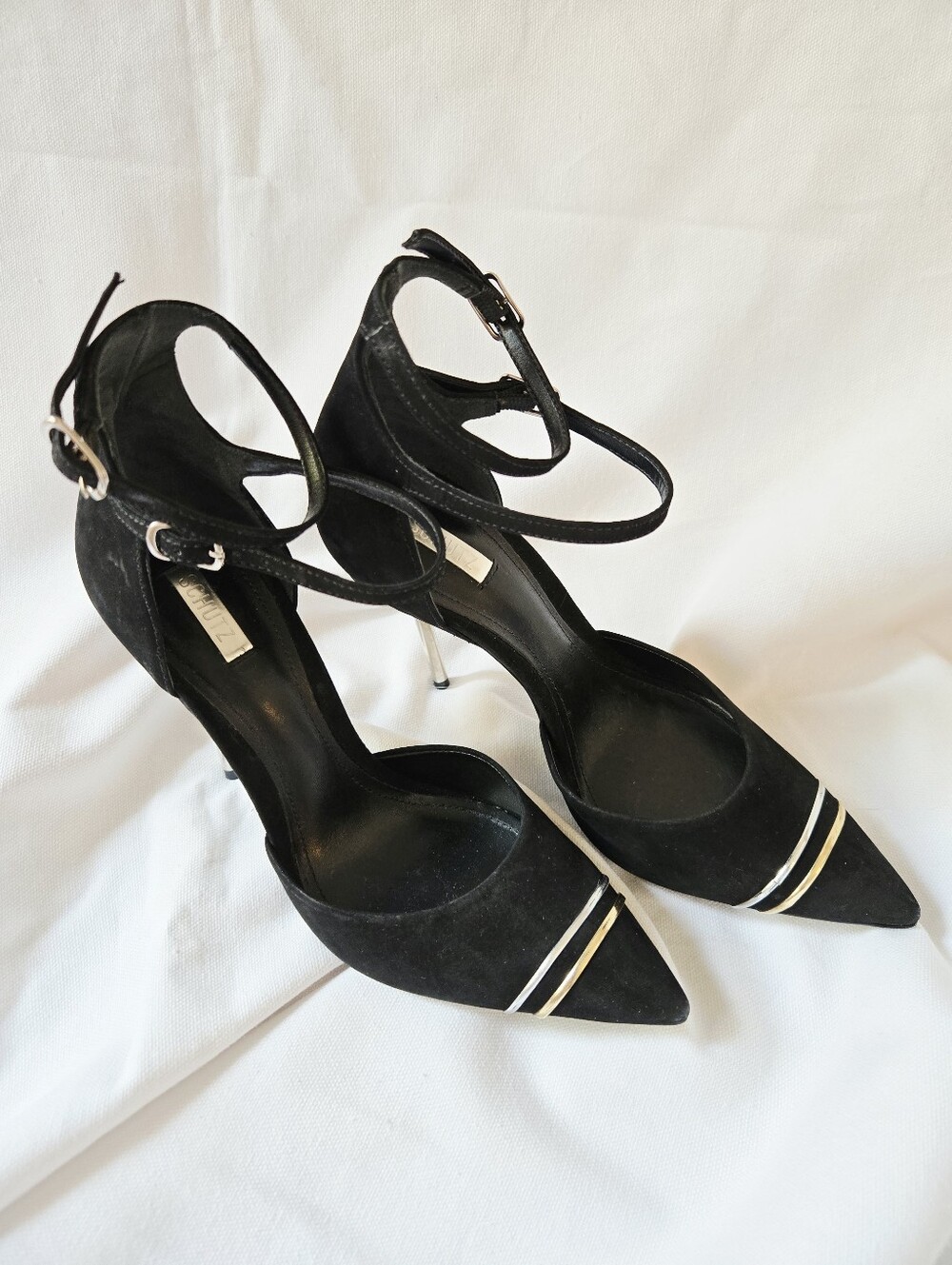 SCHUTZ I NEW EU 37 Suede Stiletto Shoes | black silver